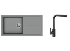K-StrongSinks S3 mosogató szett Labe 1000x500mm szürke + Ipoly csaptelep fekete