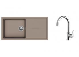 K-StrongSinks S3 mosogató szett Labe 1000x500mm bézs + Rhona csaptelep króm