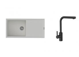 K-StrongSinks S3 mosogató szett Labe 1000x500mm fehér + Ipoly csaptelep fekete