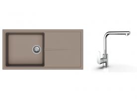 K-StrongSinks S3 mosogató szett Labe 1000x500mm bézs + Stréva csaptelep króm