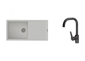 K-StrongSinks S3 mosogató szett Labe 1000x500mm fehér + Garonne csaptelep fekete