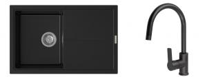 K-StrongSinks S3 mosogató szett Labe 780x500mm fekete + Loira csaptelep fekete