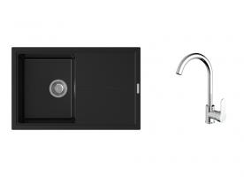 K-StrongSinks S3 mosogató szett Labe 780x500mm fekete + Seina csaptelep króm