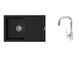 K-StrongSinks S3 mosogató szett Labe 780x500mm fekete + Garonne csaptelep króm