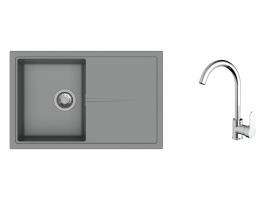 K-StrongSinks S3 mosogató szett Labe 780x500mm szürke + Seina csaptelep króm