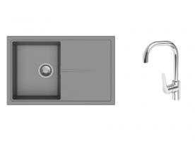 K-StrongSinks S3 mosogató szett Labe 780x500mm szürke + Garonne csaptelep króm