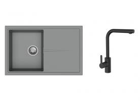 K-StrongSinks S3 mosogató szett Labe 780x500mm szürke + Ipoly csaptelep fekete