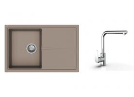 K-StrongSinks S3 mosogató szett Labe 780x500mm bézs + Stréva csaptelep króm