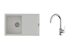 K-StrongSinks S3 mosogató szett Labe 780x500mm fehér + Rhona csaptelep króm