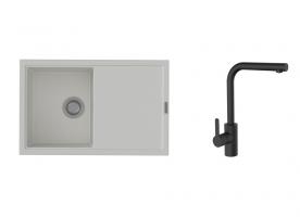 K-StrongSinks S3 mosogató szett Labe 780x500mm fehér + Ipoly csaptelep fekete