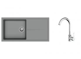 K-StrongSinks S3 mosogató szett Labe 1000x500mm szürke + Seina csaptelep króm