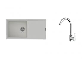 K-StrongSinks S3 mosogató szett Labe 1000x500mm fehér + Seina csaptelep króm