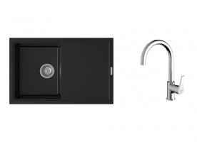 K-StrongSinks S3 mosogató szett Labe 780x500mm fekete + Rhona csaptelep króm