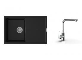 K-StrongSinks S3 mosogató szett Labe 780x500mm fekete + Stréva csaptelep króm