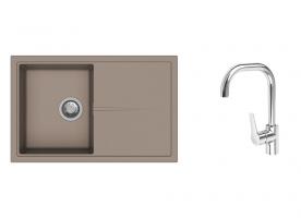 K-StrongSinks S3 mosogató szett Labe 780x500mm bézs + Garonne csaptelep króm