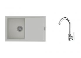 K-StrongSinks S3 mosogató szett Labe 780x500mm fehér + Seina csaptelep króm