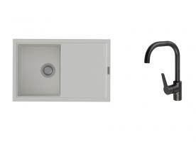 K-StrongSinks S3 mosogató szett Labe 780x500mm fehér + Garonne csaptelep fekete