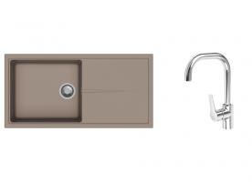 K-StrongSinks S3 mosogató szett Labe 1000x500mm bézs + Garonne csaptelep króm