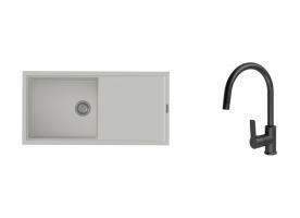 K-StrongSinks S3 mosogató szett Labe 1000x500mm fehér + Loira csaptelep fekete