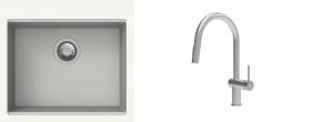 K-StrongSinks S3 mosogató szett Ipel 560x510mm fehér + csaptelep Neris acél