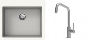 K-StrongSinks S3 mosogató szett Ipel 560x510mm fehér + csaptelep Arda nerez
