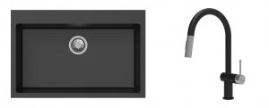 K-StrongSinks S3 mosogató szett Ipel 780x510mm fekete + csaptelep Neris fekete