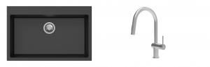 K-StrongSinks S3 mosogató szett Ipel 780x510mm fekete + csaptelep Neris acél