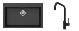 K-StrongSinks S3 mosogató szett Ipel 780x510mm fekete + csaptelep Arda fekete
