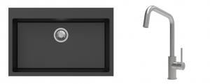 K-StrongSinks S3 mosogató szett Ipel 780x510mm fekete + csaptelep Arda nerez