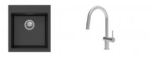 K-StrongSinks S3 mosogató szett Ipel 460x510mm fekete + csaptelep Neris acél