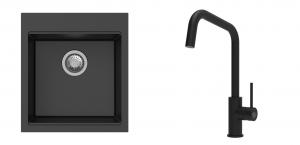 K-StrongSinks S3 mosogató szett Ipel 460x510mm fekete + csaptelep Arda fekete