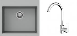 K-StrongSinks S3 mosogató szett Ipel 560x510mm szürke + csaptelep Seina króm