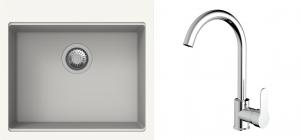 K-StrongSinks S3 mosogató szett Ipel 560x510mm fehér + csaptelep Seina króm