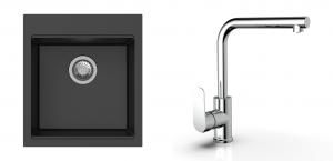 K-StrongSinks S3 mosogató szett Ipel 460x510mm fekete + csaptelep  Stréva króm