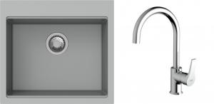K-StrongSinks S3 mosogató szett Ipel 560x510mm szürke + csaptelep Rhona króm