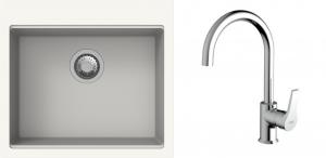 K-StrongSinks S3 mosogató szett Ipel 560x510mm fehér + csaptelep Rhona króm