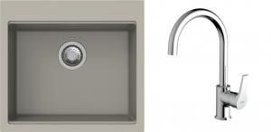 K-StrongSinks S3 mosogató szett Ipel 560x510mm bézs + csaptelep Rhona króm