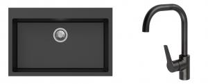K-StrongSinks S3 mosogató szett Ipel 780x510mm fekete + csaptelep Garonne fekete