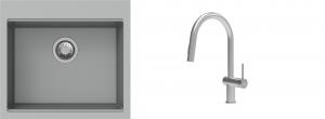 K-StrongSinks S3 mosogató szett Ipel 560x510mm szürke + csaptelep Neris acél