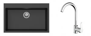 K-StrongSinks S3 mosogató szett Ipel 780x510mm fekete + csaptelep Seina króm