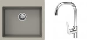K-StrongSinks S3 mosogató szett Ipel 560x510mm bézs + csaptelep Garonne króm