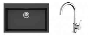 K-StrongSinks S3 mosogató szett Ipel 780x510mm fekete + csaptelep Rhona króm