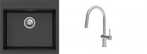 K-StrongSinks S3 mosogató szett Ipel 560x510mm fekete + csaptelep Neris acél