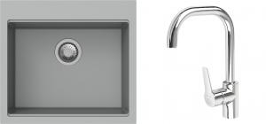 K-StrongSinks S3 mosogató szett Ipel 560x510mm szürke + csaptelep Garonne króm