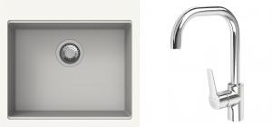 K-StrongSinks S3 mosogató szett Ipel 560x510mm fehér + csaptelep Garonne króm
