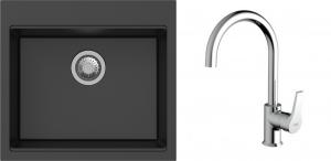 K-StrongSinks S3 mosogató szett Ipel 560x510mm fekete + csaptelep Rhona króm