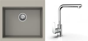 K-StrongSinks S3 mosogató szett Ipel 560x510mm bézs + csaptelep  Stréva króm