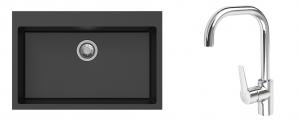 K-StrongSinks S3 mosogató szett Ipel 780x510mm fekete + csaptelep Garonne króm