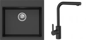 K-StrongSinks S3 mosogató szett Ipel 560x510mm fekete + csaptelep Ipoly fekete