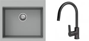 K-StrongSinks S3 mosogató szett Ipel 560x510mm szürke + csaptelep Loira fekete